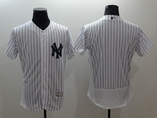 Yankees Blank White Strip Flexbase Authentic Collection Stitched MLB Jersey - Click Image to Close